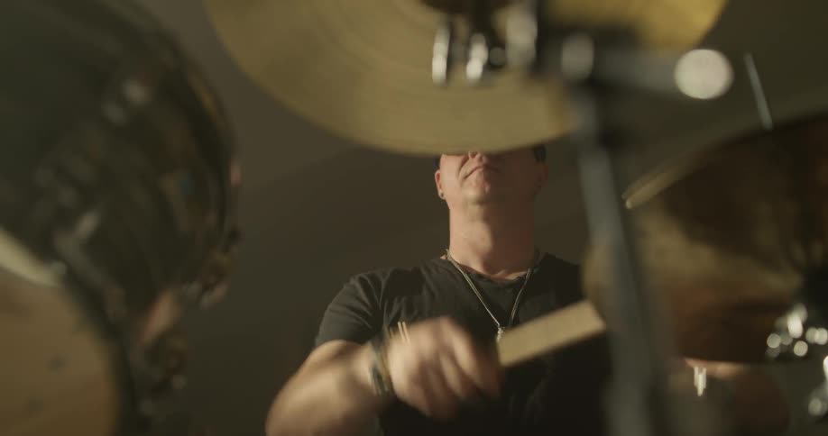 Man playing drum set