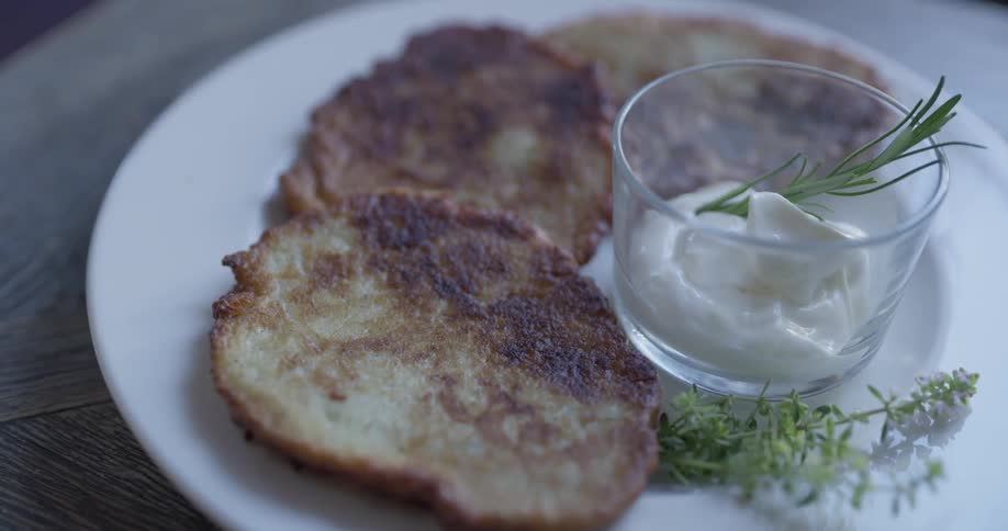 A plate of food is placed on a table