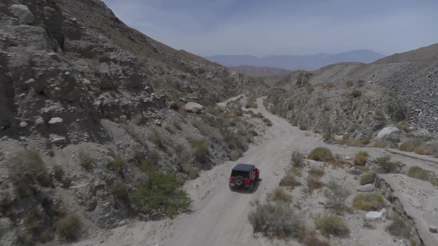 Car drives off-road on mountains