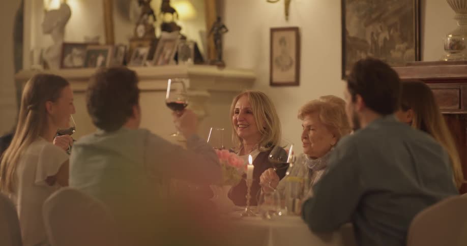 Family Eating Fancy Dinner