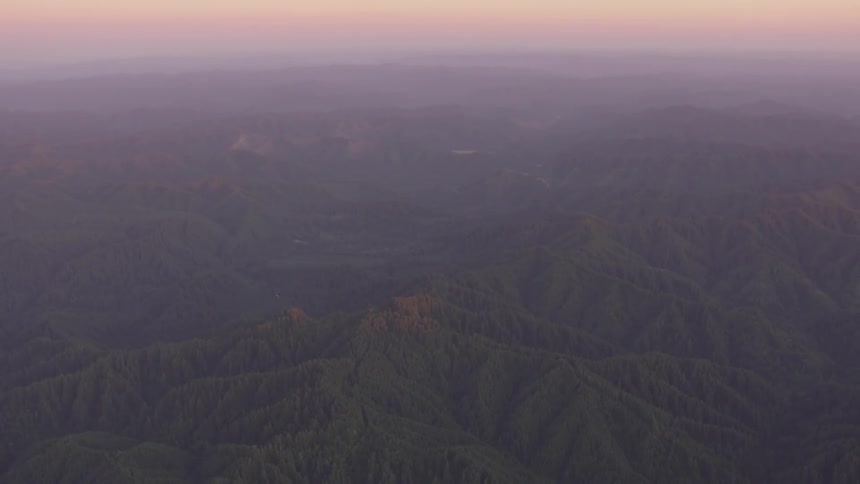 Aerial view of mountains at dawn