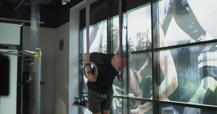 A man is working out indoors