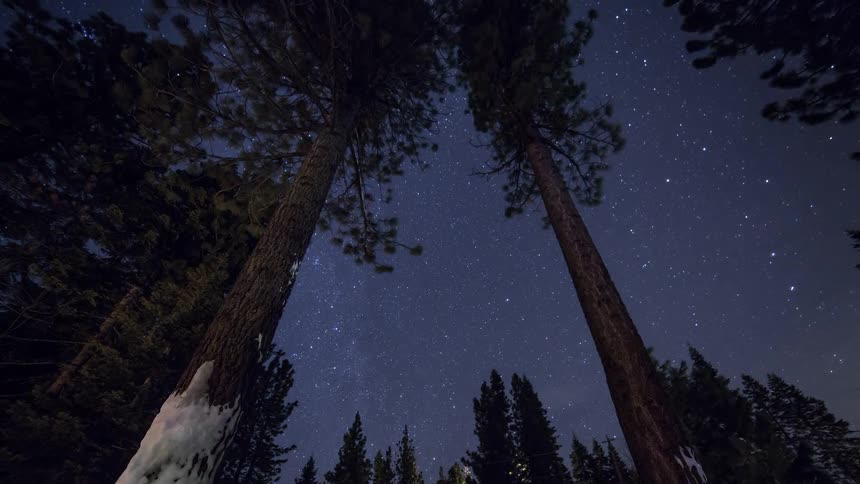 Lighting flashes in a dark starry sky