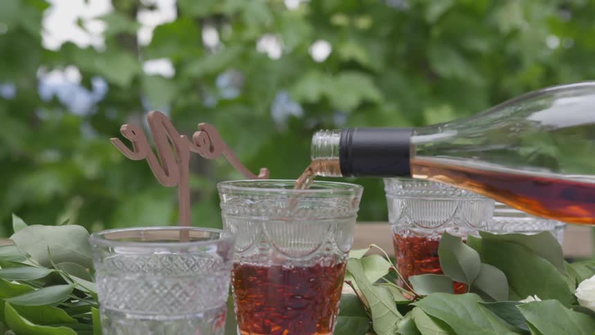 A person pouring wine into a glass