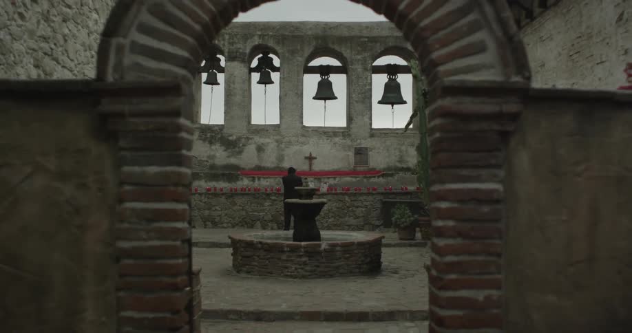 Bells in a church courtyard
