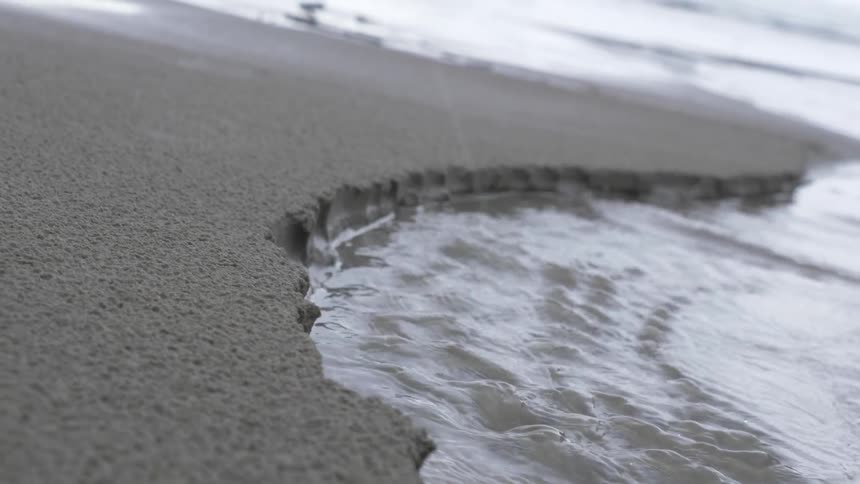 Currents of water creating a path in the snow