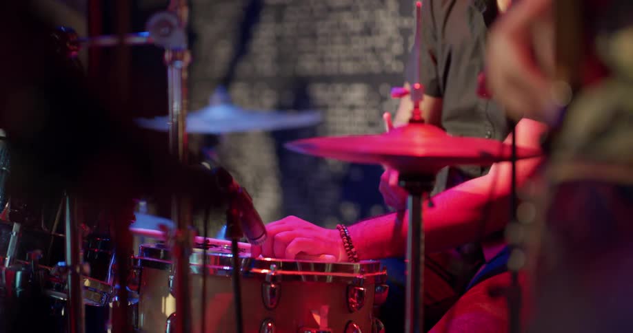 A band plays in a venue
