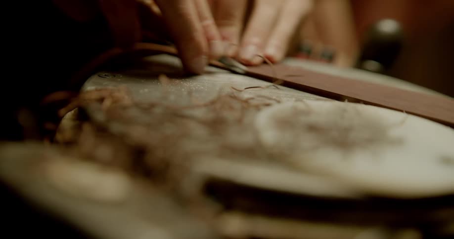 Leather is shaved into shape