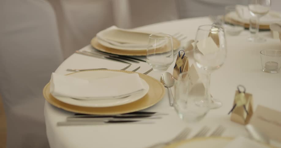 A table that has plates set on it