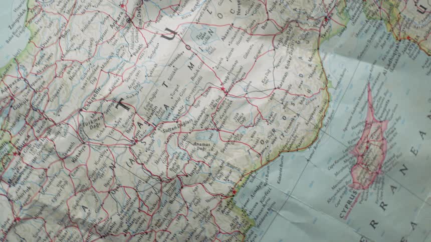 There is a map with continents