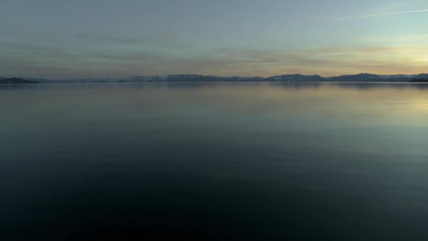Lake in the mountains after sunset