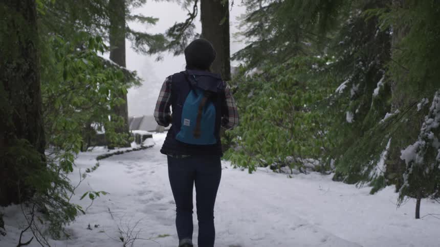 Friends Hiking In Winter