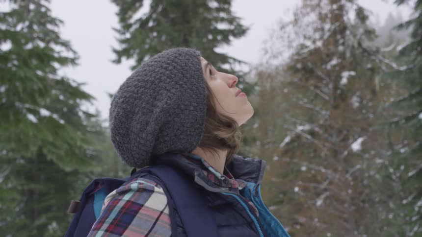 Friends Hiking In Winter
