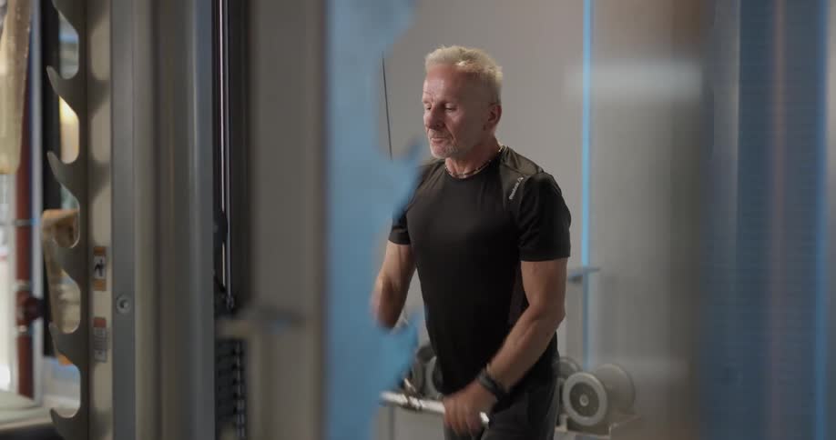 A man is working out indoors