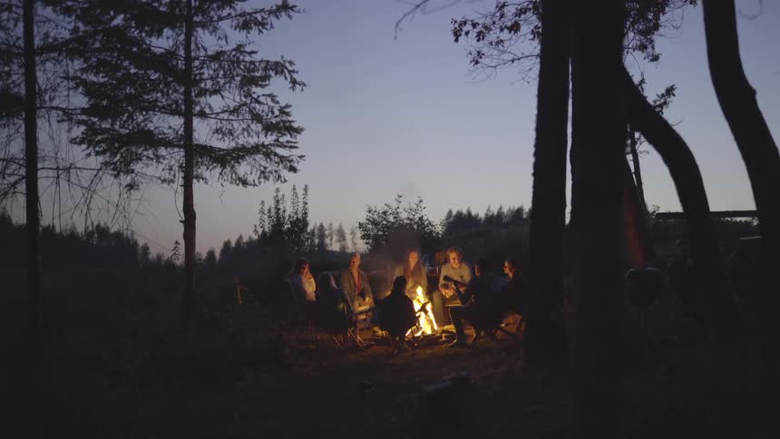 Friends Around Campfire