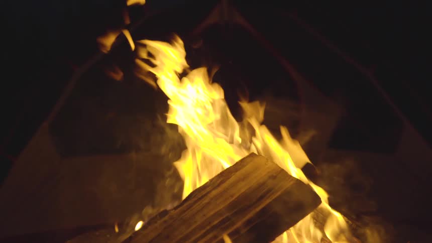 Fire burning in a pit