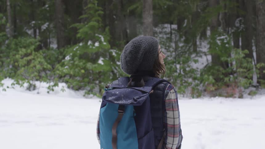 Friends Hiking In Winter