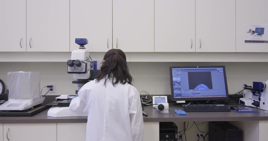A woman is working in a lab