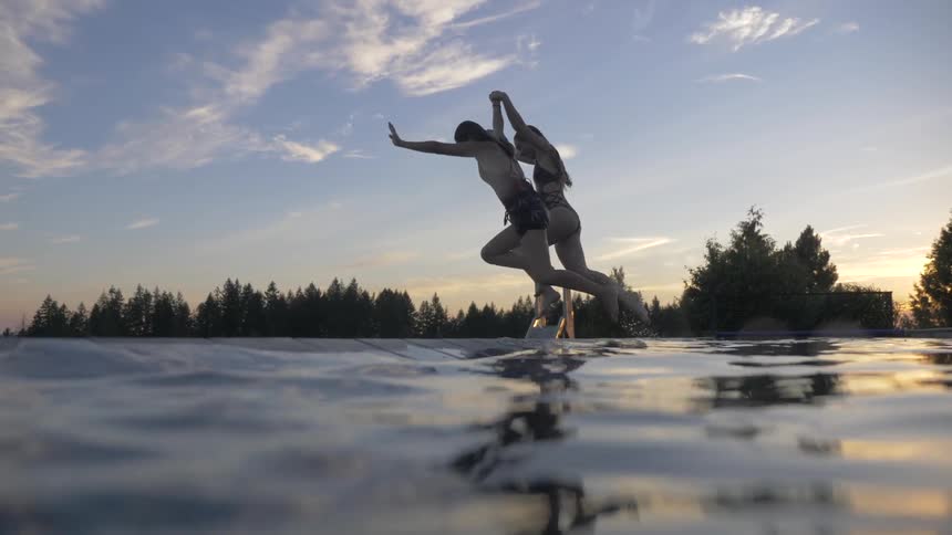 Friends Swimming Together