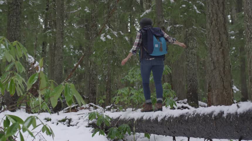 Friends Hiking In Winter