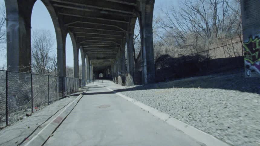Camera moves through tunnel at human height