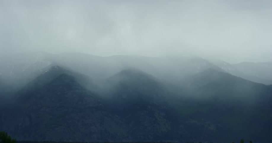 Mountains are occluded by cloud