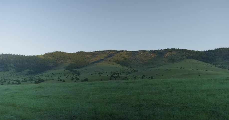 Grass is covering the hill tops