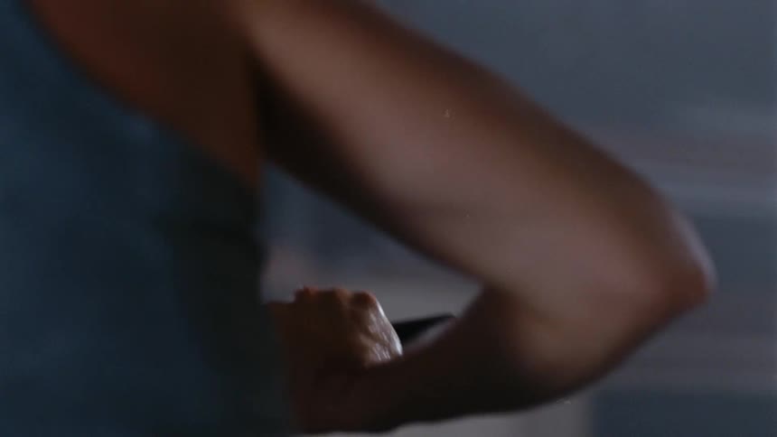A woman is working out