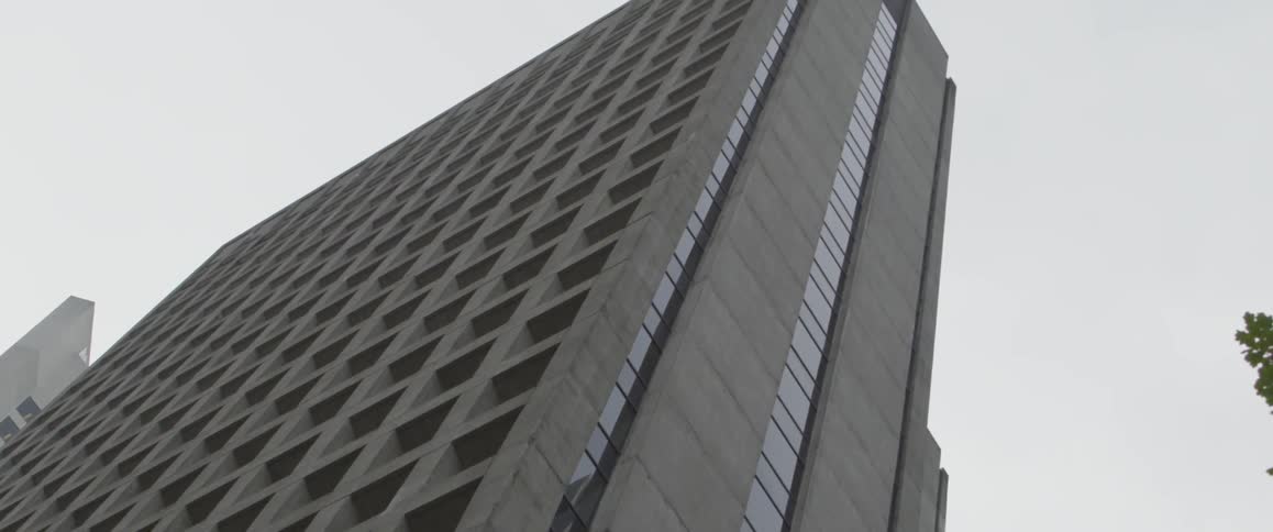 A tall, window filled skyscraper