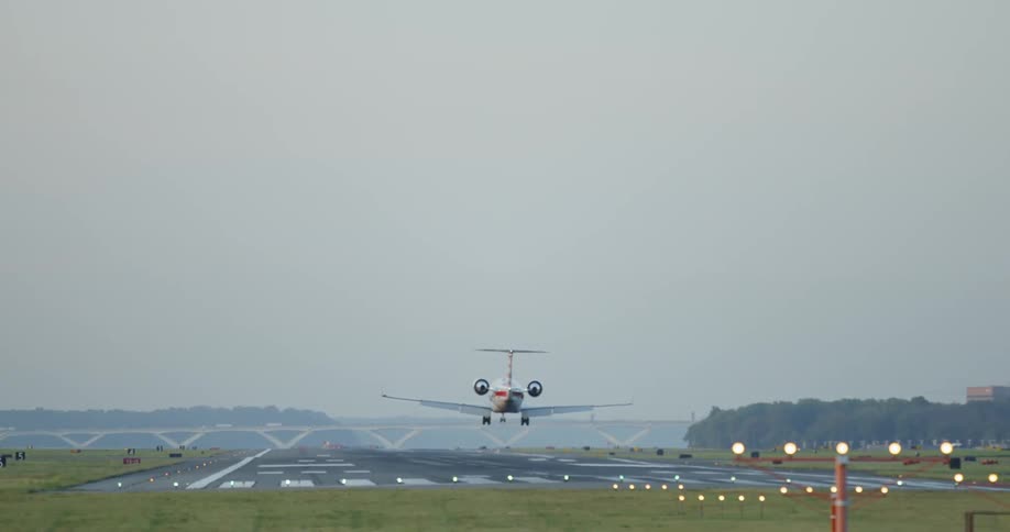 Small plane lands on runway