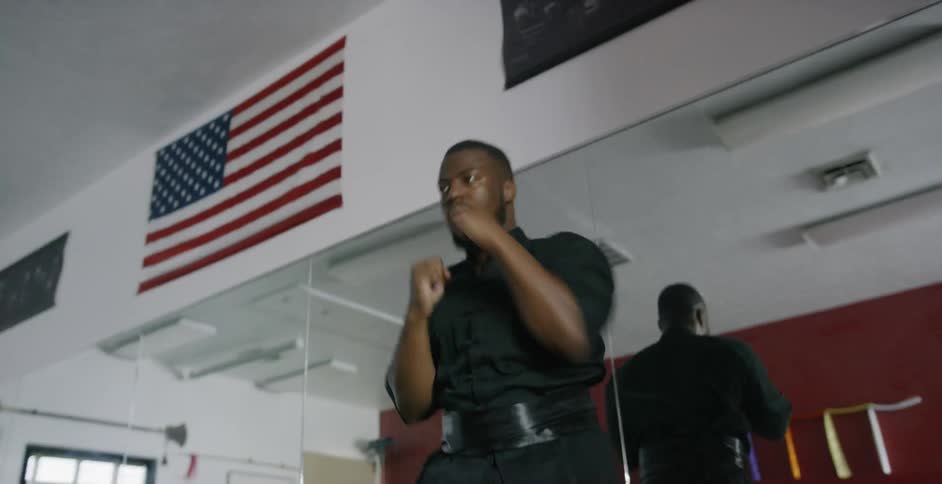 A man practicing punching