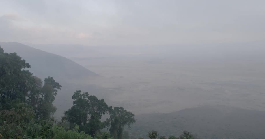 A foggy mountain valley