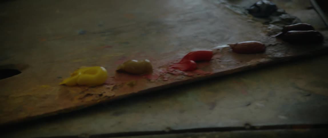Paint is placed on a canvas