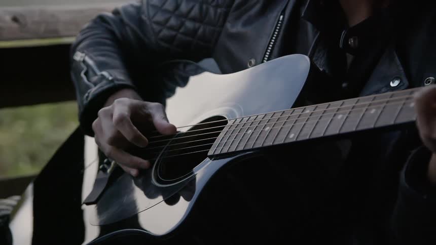 A person playing a guitar