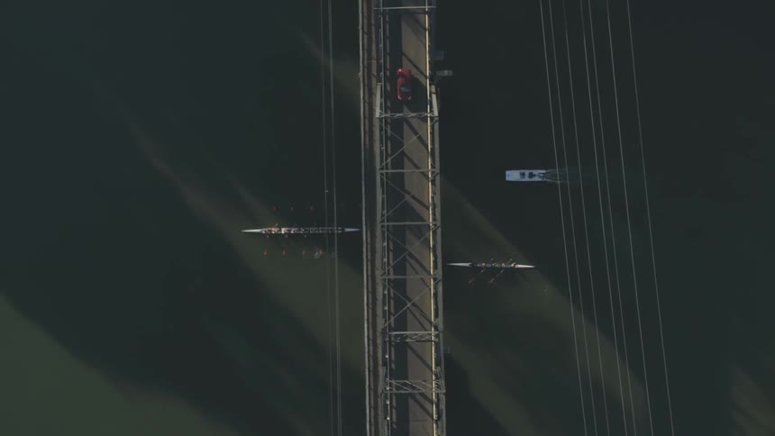 Cars are moving on a bridge