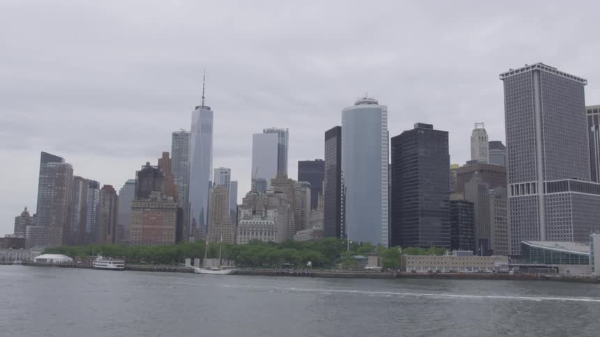 Skyscrapers stand in a city