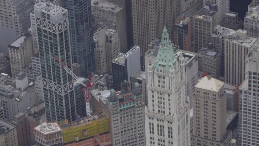 A top view of a city that has many buildings
