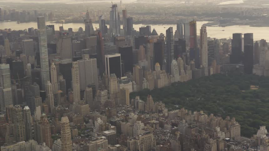 The park sits in the middle of the large city below