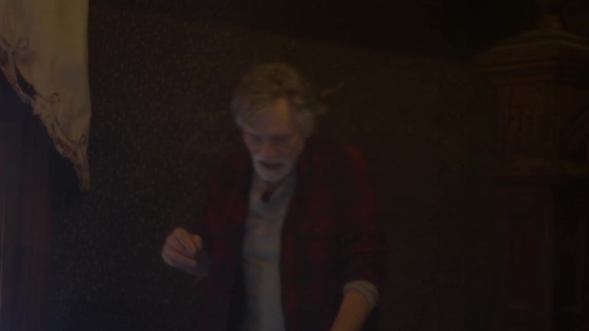 Man walking down the stairs with lights blinking