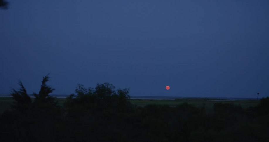 A red sun setting