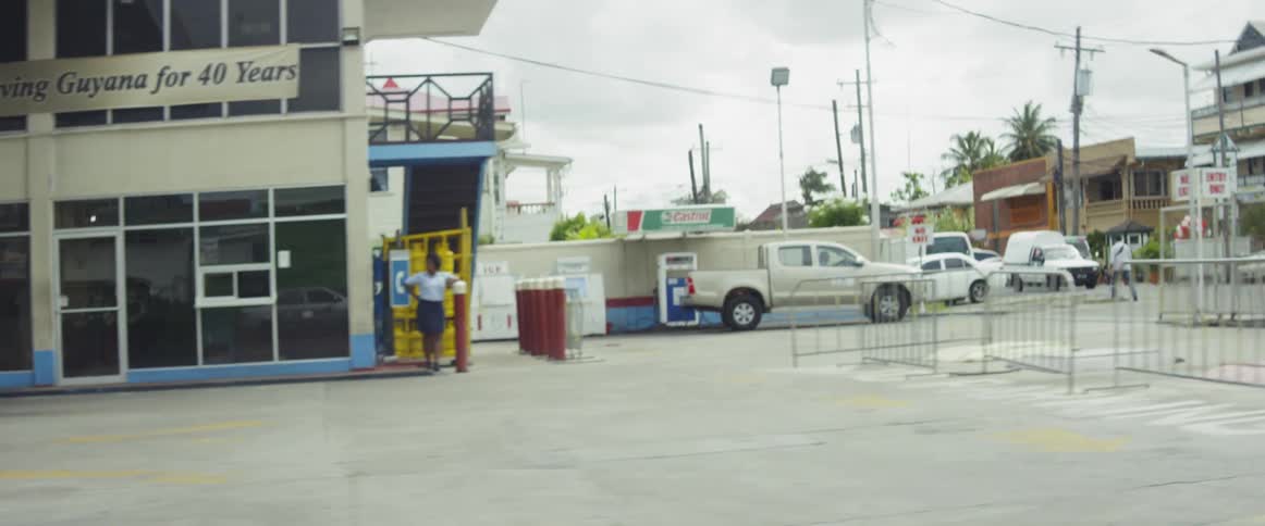 Passing by urban gas station