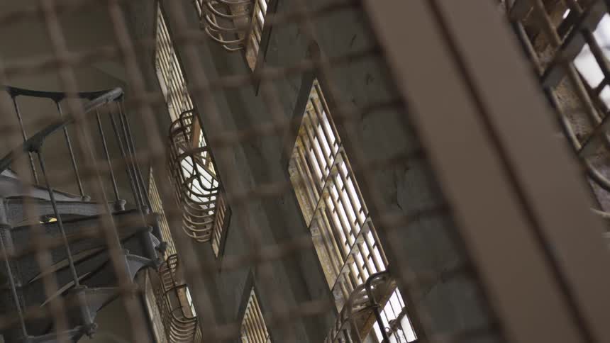 The prison has many caged windows