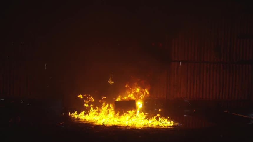 A fire burning indoor