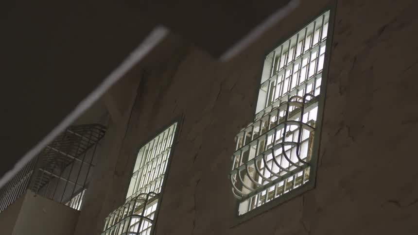 The windows are covered by cages