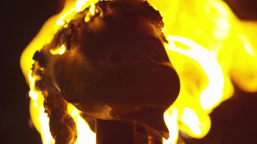 Abstract People Burning Various Objects In Warehouse