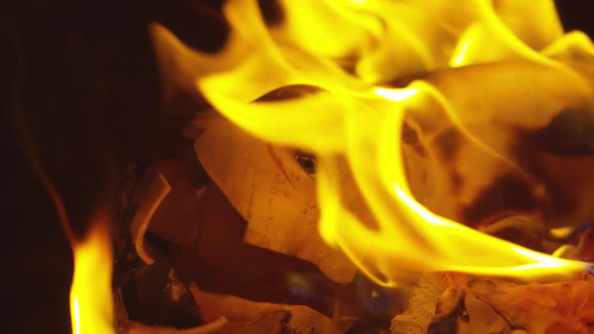 Objects are being burned by fire