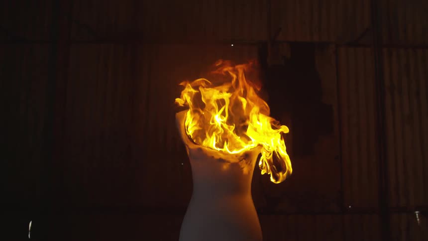 A vase on fire