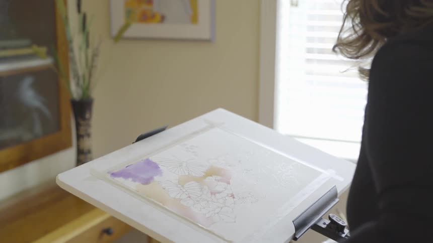 Artist Painting On Canvas