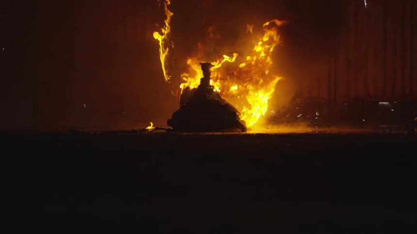 Objects are being burned by fire