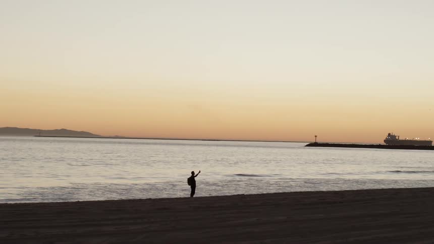 A person standing on the beach